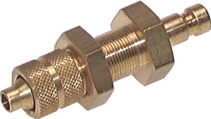 Zgleden uprizoritev: Coupling plug with union nut & bulkhead thread, brass
