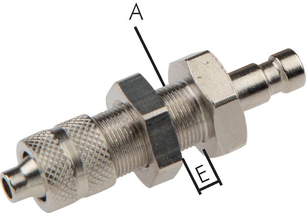 Zgleden uprizoritev: Coupling plug with union nut & bulkhead thread, nickel-plated brass