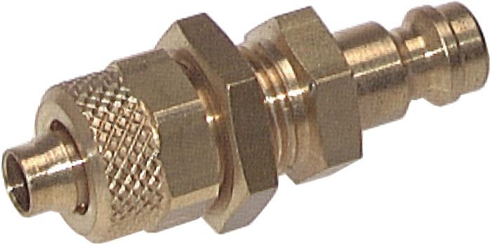 Exemplary representation: Coupling plug with union nut & bulkhead thread, brass