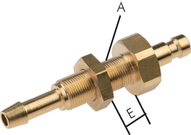 Zgleden uprizoritev: Coupling plug with grommet & bulkhead thread, brass