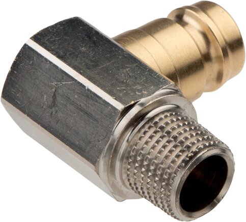 Principskitse: Koblingsstik, udvendigt gevind 90° uden ventil, messing