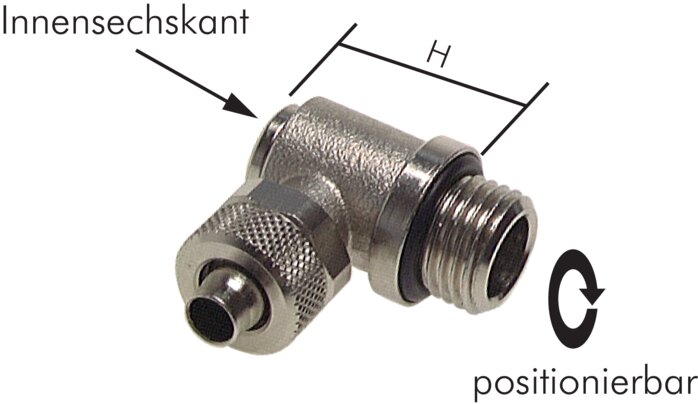 Voorbeeldig Afbeelding: CK-hoek-slangschroefverbinding, compact met cilindrische schroefdraad, messing vernikkeld