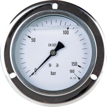 Principskitse: Glycerin-indbygningsmanometer, frontring, Ø 100