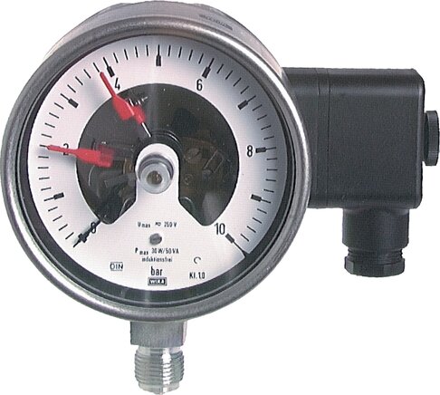 Zgleden uprizoritev: Safety contact pressure gauge, vertical