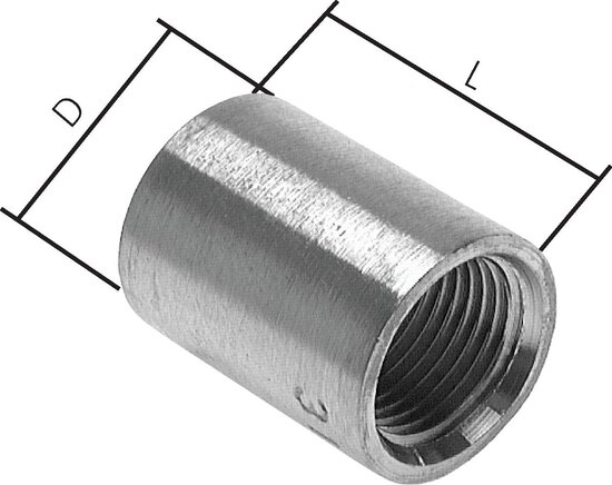 Representación de ejemplo: Empalme / medio empalme para soldar, (EN 10241 / DIN 2986), 1.4571