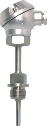 Exemplaire exposé: Thermomètre à résistance de platine avec petite tête de raccordement, avec petit tube prolongateur
