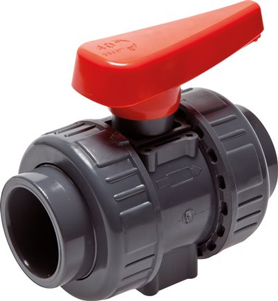 Zgleden uprizoritev: Ball valve with adhesive sleeve, PVC-U (industrial version)