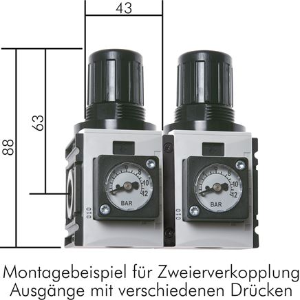 Application examples: Pressure regulator with continuous pressure supply - Futura series 0