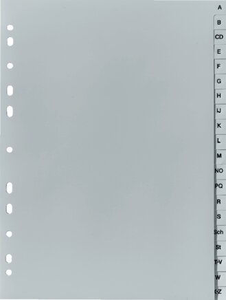 Exemplarische Darstellung: Register aus Kunststoff (A - Z)