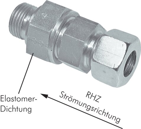 Illustrazione esemplare: Valvola antiritorno (portata dal tubo alla filettatura, acciaio zincato)