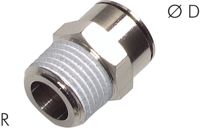 Zgleden uprizoritev: Straight screw-in connection with conical thread, series C, nickel-plated brass