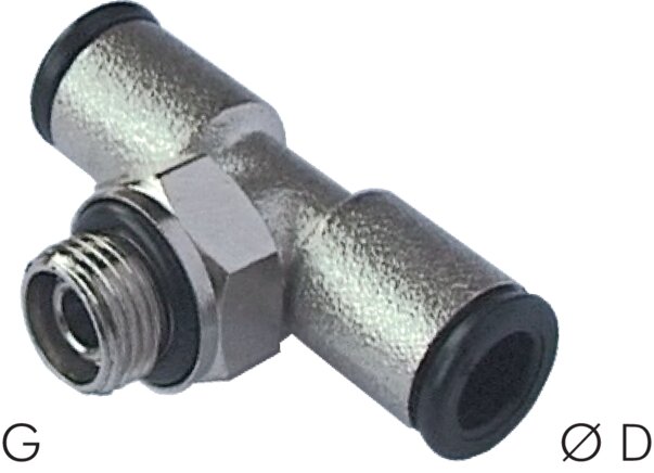 Zgleden uprizoritev: T-screw-in connection with cylindrical thread (positionable), Topline series, nickel-plated brass