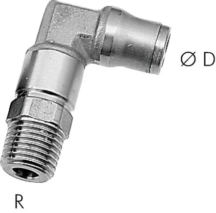 Exemplarische Darstellung: Winkelanschluss mit konischem Gewinde (positionierbar), Baureihe Edelstahl