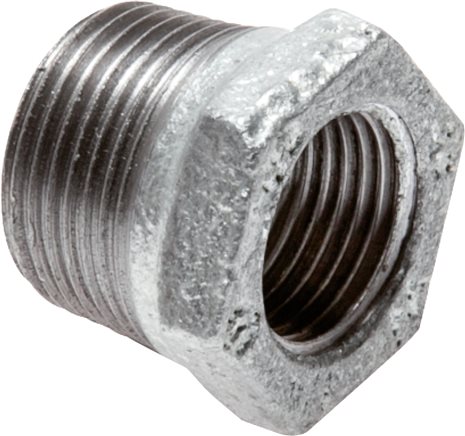 Voorbeeldig Afbeelding: Reduceernippel met conische buiten- en cilindrische binnenschroefdraad, getemperd gietijzer verzinkt, type 241/N4