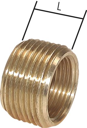 Exemplary representation: Reducing nipple with cylindrical male and female thread without collar, brass
