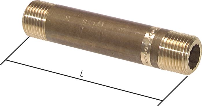 Illustrazione esemplare: Doppio nipplo per tubo simile a EN 10241, ottone