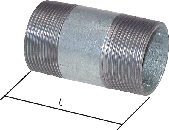 Illustrazione esemplare: Doppio nipplo per tubo simile a EN 10241, tubo di acciaio ST37 zincato, tip 530
