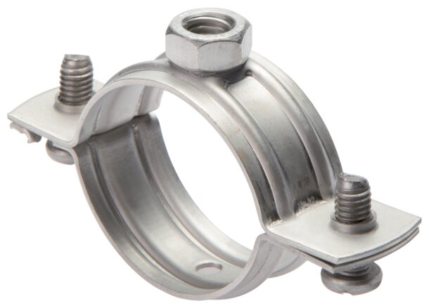 Exemplary representation: Stainless steel pipe clamp without rubber insert