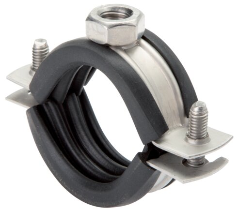Exemplary representation: Stainless steel pipe clamp with rubber insert