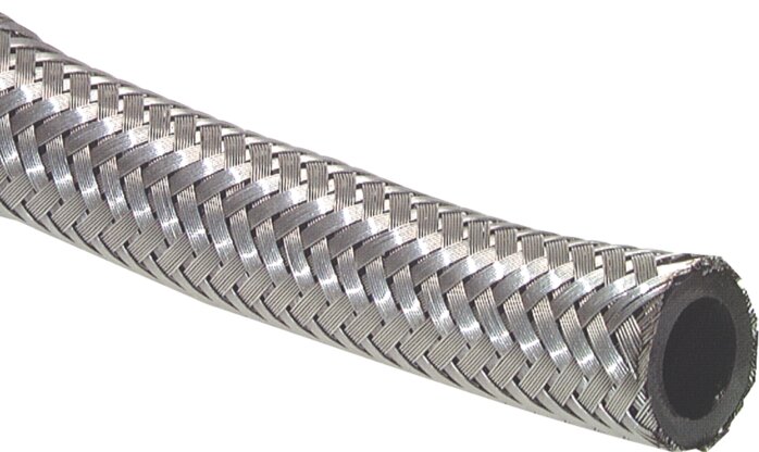 Illustrazione esemplare: Tubo d'argento con treccia di filo di acciaio inossidabile