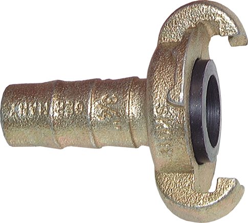Principskitse: Kompressorkobling med slangestuds og låsekrave, galvaniseret stål, NBR-pakning