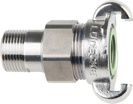 Exemplarische Darstellung: Sicherheits-Kompressorkupplung mit Außengewinde, Edelstahl 1.4401, FKM-Dichtung