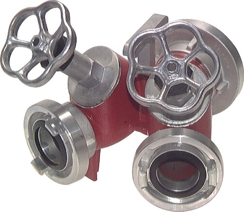 Representación de ejemplo: Distribuidor Storz doble con cierre con válvula