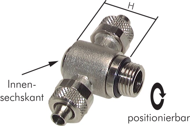 Exemplary representation: CK-T hose fitting, compact with cylindrical thread, nickel-plated brass