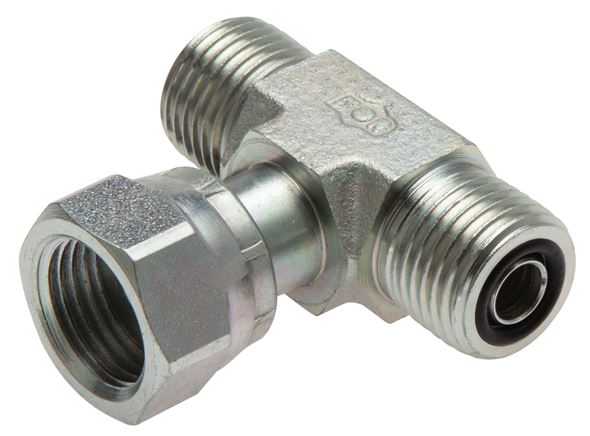 Zgleden uprizoritev: ORFS T-screw connection with union nut, galvanised steel