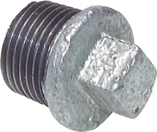 Zgleden uprizoritev: Closing plug with male thread with external square, conical thread, galvanised malleable cast iron, type 290/T9