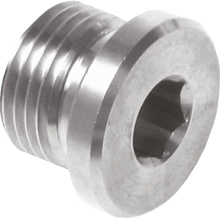 Voorbeeldig Afbeelding: Afsluitdop met elastomeer dichting, cilindrische schroefdraad 1.4571