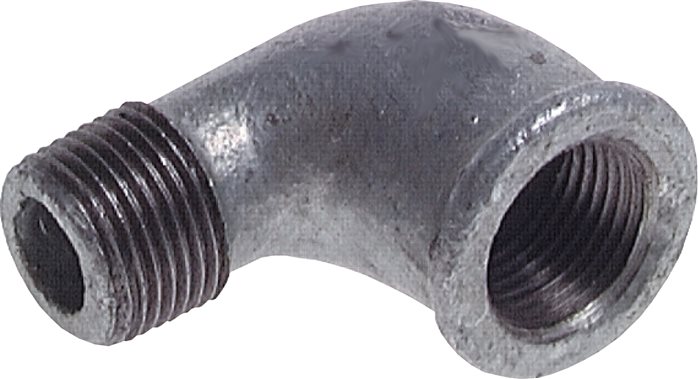 Zgleden uprizoritev: 90° screw-in angle with female & male thread (cast), galvanised malleable cast iron, type 92/A4