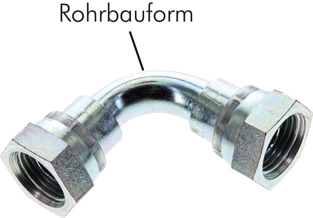 Zgleden uprizoritev: 90° elbow fitting with G-thread (60° universal sealing cone, female), galvanised steel, pipe design