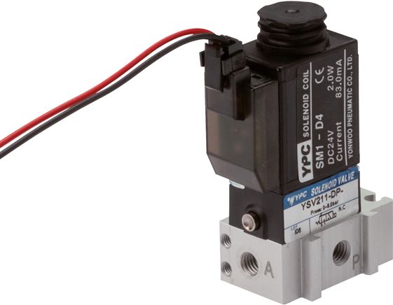 Exemplary representation: 3/2-way solenoid valve with spring return (NC or NO) with rectangular plug SY100