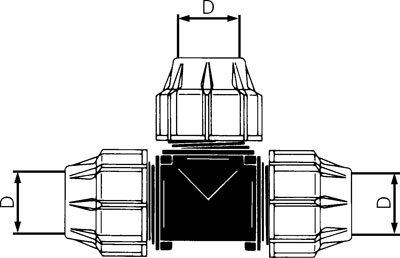Príklady vyobrazení: Trubková tvarovka PEX, T-ku