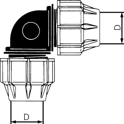 Exemplarische Darstellung: PEX-Rohrverschraubung, Winkel