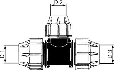 Exemplarische Darstellung: PEX-Rohrverschraubung, T-Stück