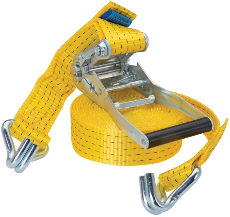 Exemplary representation: Lashing belt with pressure ratchet (2-part with pointed hook)