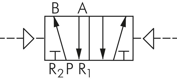 Schematický symbol: 5/2-dráhový pneumatický impulsní ventil