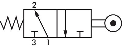 Schematic symbol: 3/2-way roller lever valve (NO)