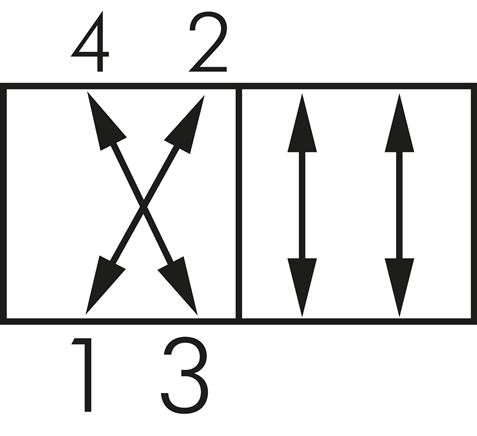 Symbole de commutation: 4/2 voies