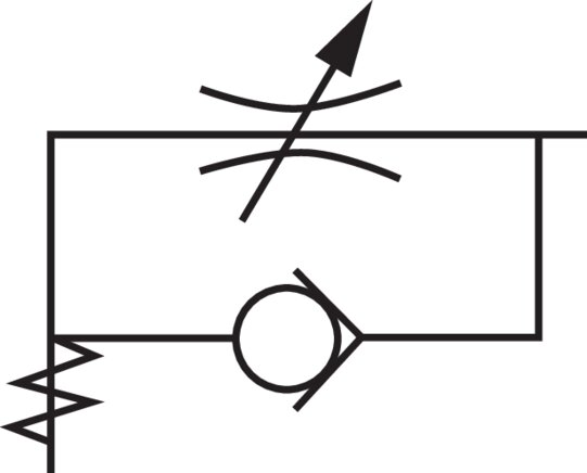 Schematic symbol: Drosselrückschlagventil (abluftregelnd - B)
