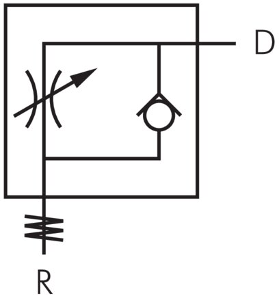Schematic symbol: Throttle check valve (exhaust regulating)