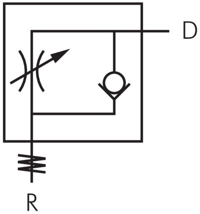 Schematic symbol: Throttle check valve (supply air regulating)