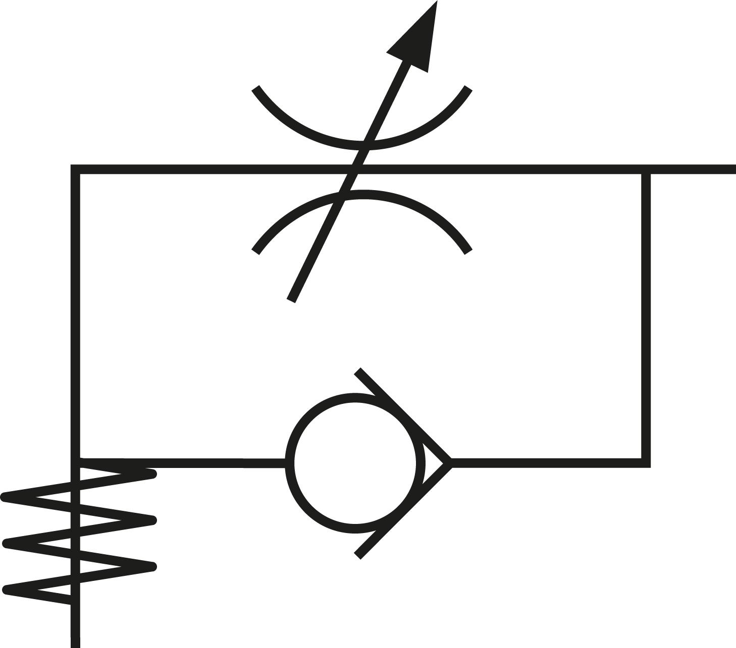 Schematic symbol: Drosselrückschlagventil (abluftregelnd - B)