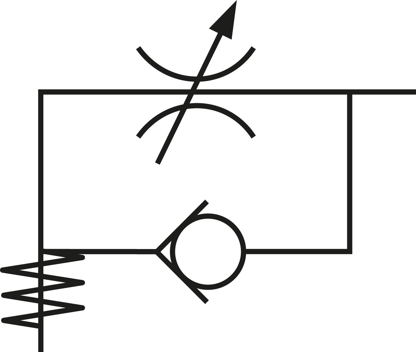 Schematic symbol: Drosselrückschlagventil (zuluftregelnd - A)