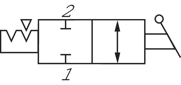 Schematic symbol: 2/2-way rocker valve