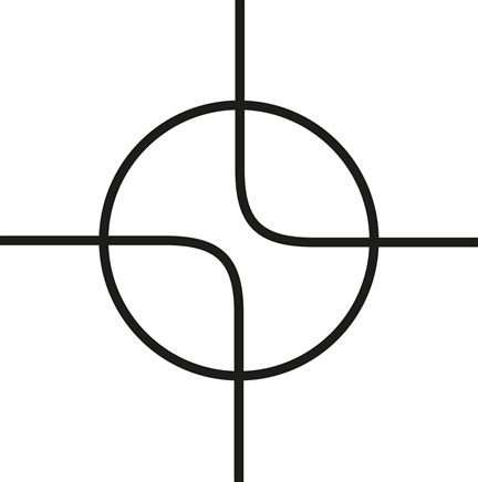 Schematický symbol: 4-dráhový kulový kohout, držák