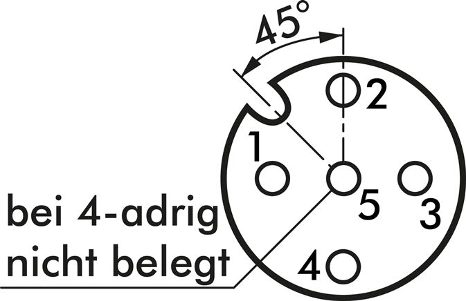 Schematický symbol: Zásuvka M 12 (A-kódovaná, 5-pólová)