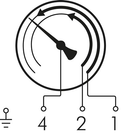 Schematic symbol: Double contact no. 11: The 1st and 2nd contact close when the respective setpoint value is exceeded